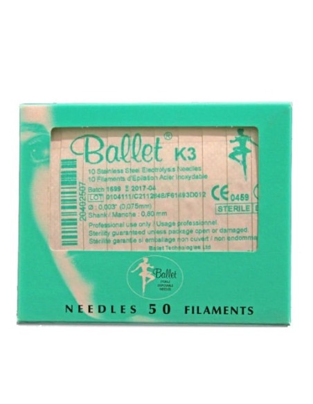 Aghi Ballet k3 Inox per elettroepilazione 0,075 mm 50 pz