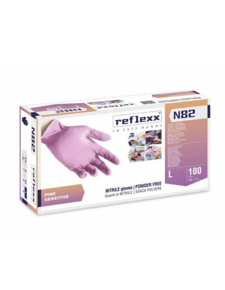 Reflexx N82 Guanti in Nitrile rosa senza polvere – gr. 3,2 M