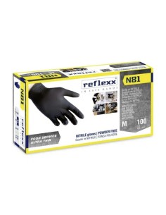 Reflexx N81 Guanti in Nitrile neri senza polvere 100 pz - gr. 3,2 M