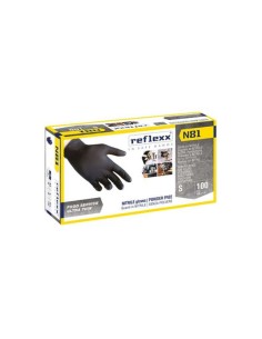 Reflexx N81 Guanti in Nitrile neri senza polvere 100 pz - gr. 3,2 S