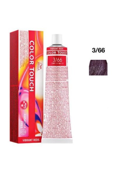 3/66 beaujolais scuro wella color touch vibrant reds senza ammoniaca 60ml
