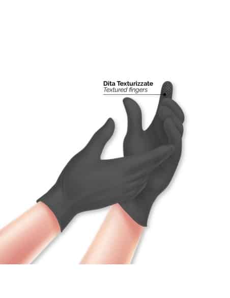 GLOVELY BIOSOFT PF BLACK 35 GUANTI MONOUSO NERI IN NITRILE SENZA POLVERE - 100 PZ L