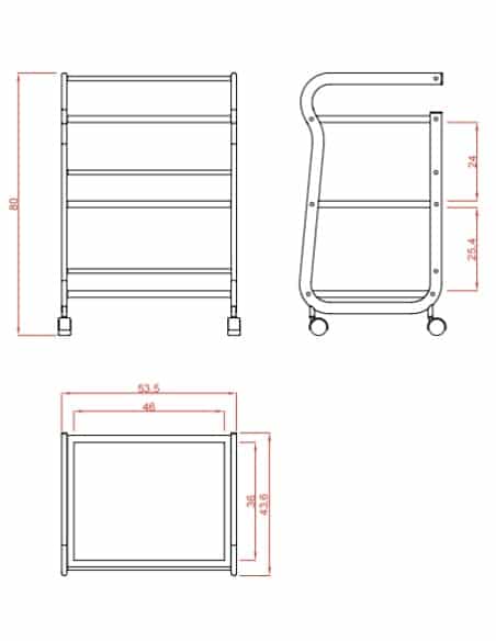 CARRELLO ESTETICA A 3 RIPIANI IN VETRO TRASLUCIDO