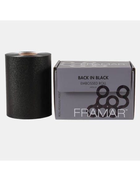 FRAMAR EMBOSSED ROLL BACK IN BLACK ALLUMINIO PER MECHES 100,58 MT