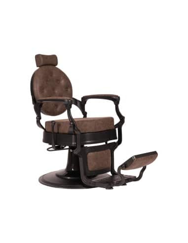 POLTRONA DA BARBERIE BUZZ BLACK OLD BROWN CON SCHIENALE RECLINABILE